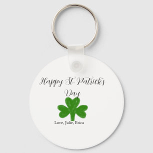Happy St. Patrick's day green shamrock name Key Ring