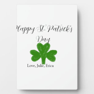 Happy St. Patrick's day green shamrock name  Plaque