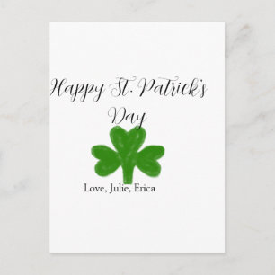 Happy St. Patrick's day green shamrock name Postcard