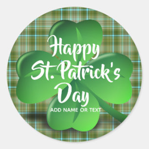 Happy St Patricks Day Green Shamrock Personalised Classic Round Sticker