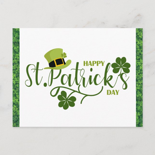 Happy St Patricks Day Green Shamrock Postcard (Front)