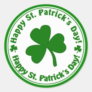 Happy St. Patrick's Day Green Shamrock Stickers
