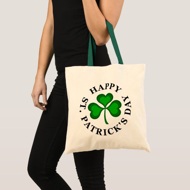 HAPPY ST. PATRICK'S DAY Green Shamrock Tote Bag (Front (Product))