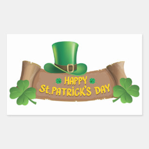 Happy St Patricks Day Green Shamrocks   Holidays Rectangular Sticker