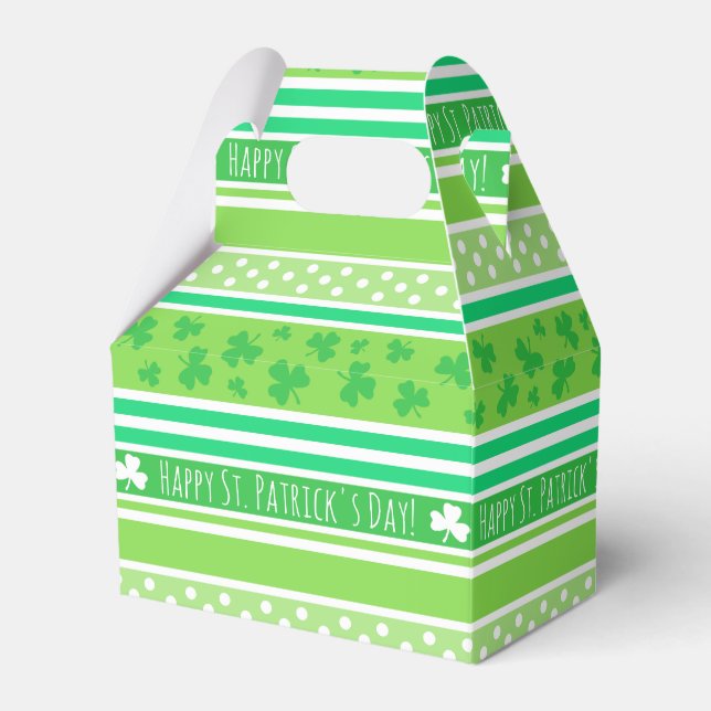 Happy St Patrick's Day Green Stripes Favour Box (Front Side)