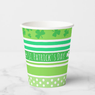 Happy St Patrick's Day Green Stripes Paper Cups