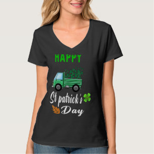 Happy St Patrick's Day Green Truck Buffalo Plaid S T-Shirt
