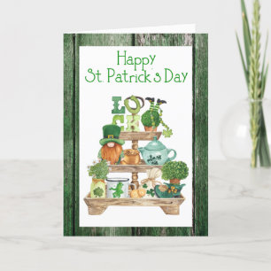 Happy St. Patrick's Day Green WoodPostcard  Holida Holiday Card