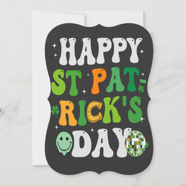 Happy St Patrick's Day Groovy Retro Disco Ball  (Front)