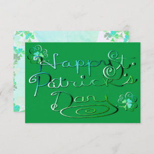 "Happy St. Patrick's Day." Hand-writtenW/Shamrocks Card