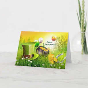 Happy St. Patrick's Day Hat and pot of Gold Card
