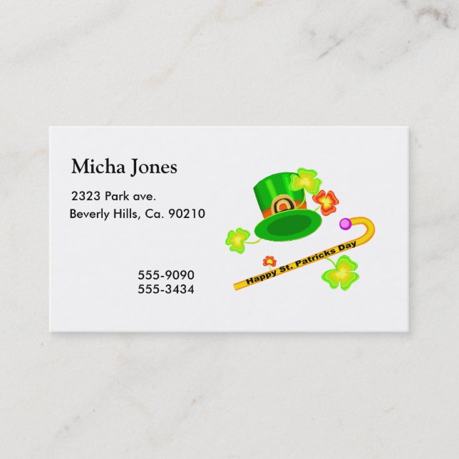 Happy St. Patrick's Day Hat & Cane Collage Business Card (Front)