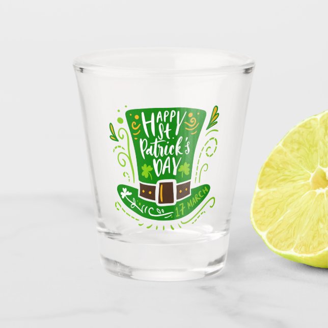 Happy St. Patrick's Day Hat Shot Glass (Front)