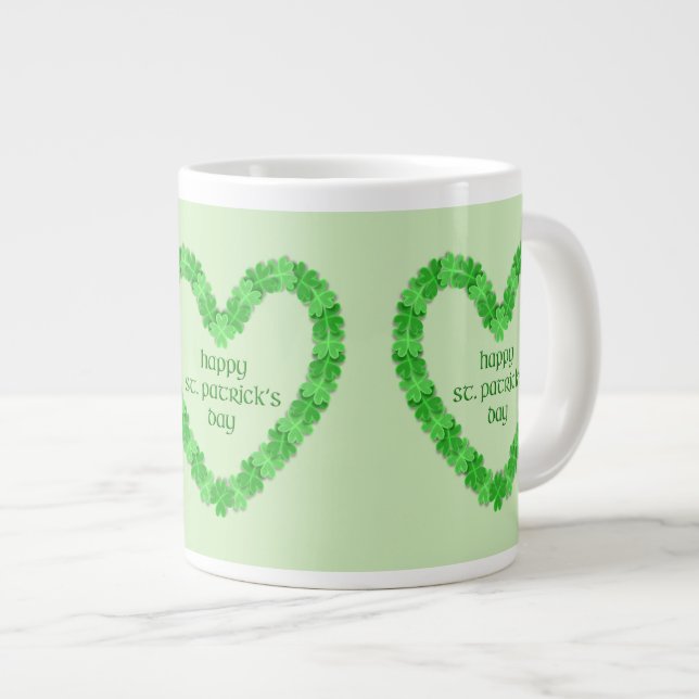 Happy St. Patricks Day Heart Large Coffee Mug (Front Right)