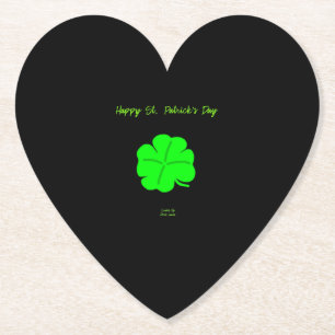 Happy St.  Patrick's Day Heart Paper Coaster