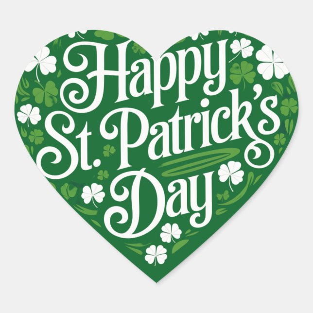 Happy St Patrick's Day  Heart Sticker (Front)