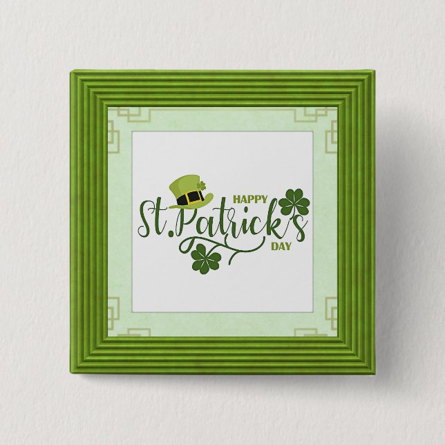 Happy St. Patrick's Day, holiday design, 15 Cm Square Badge (Front)