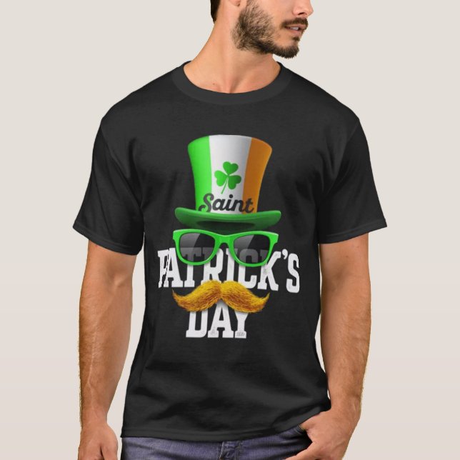 Happy St Patrick's Day Holiday Fun Party Moustache T-Shirt (Front)