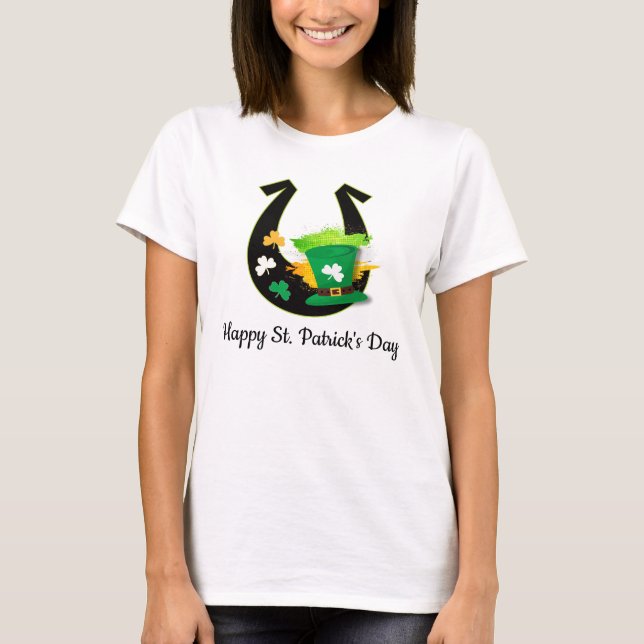 Happy St Patrick's day horseshoe T-shirt (Front)