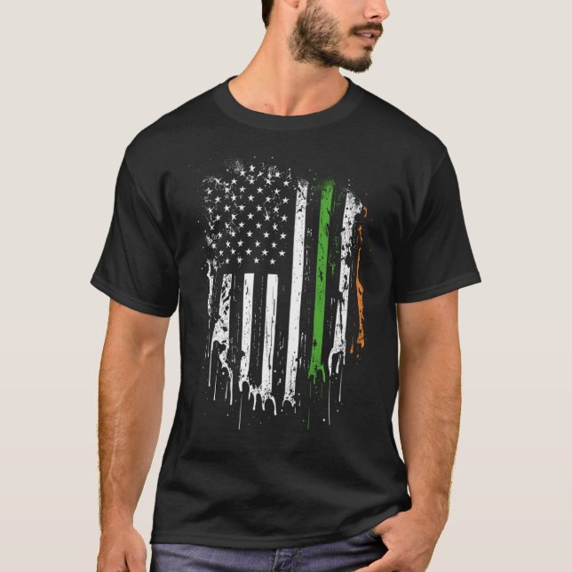 Happy St Patricks Day Irish American Flag Lucky Sh T-Shirt (Front)