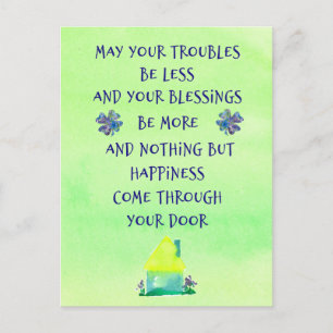 Happy St. Patrick's Day Irish Blessing For Home Postcard