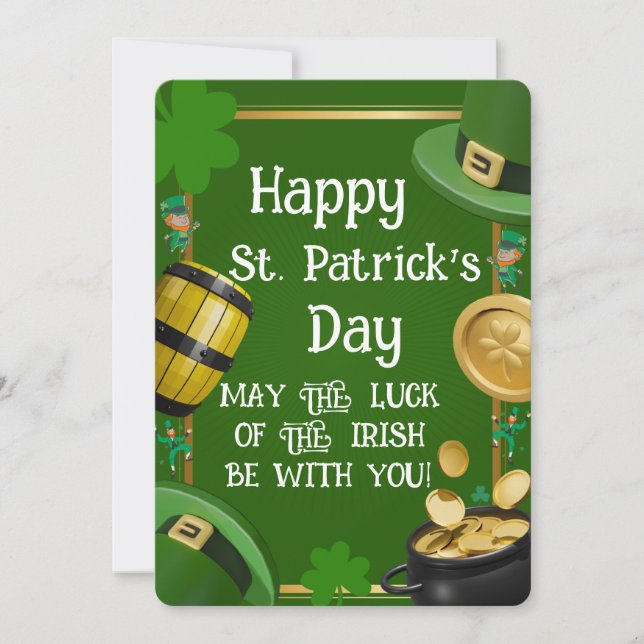 Happy St. Patrick's Day - Irish Blessing & Ornate Invitation (Front)
