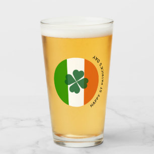 Happy St Patricks Day Irish Flag Clover Frosted Gl Glass