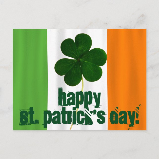 Happy St. Patrick's Day, Irish Flag Colour Ireland Postcard (Front)