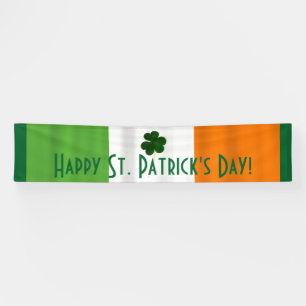 Happy St. Patrick's Day Irish Flag Shamrock Banner