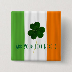 Happy St. Patrick's Day Irish Flag Shamrock Paddy 15 Cm Square Badge