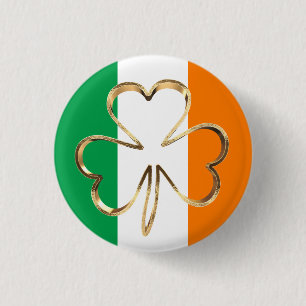 Happy St. Patrick's Day Irish Flag Shamrock Paddy 3 Cm Round Badge
