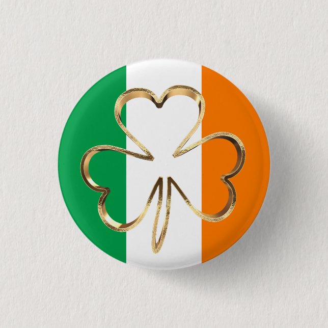 Happy St. Patrick's Day Irish Flag Shamrock Paddy 3 Cm Round Badge (Front)