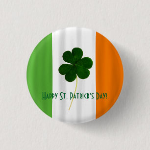 Happy St. Patrick's Day Irish Flag Shamrock Paddy 3 Cm Round Badge