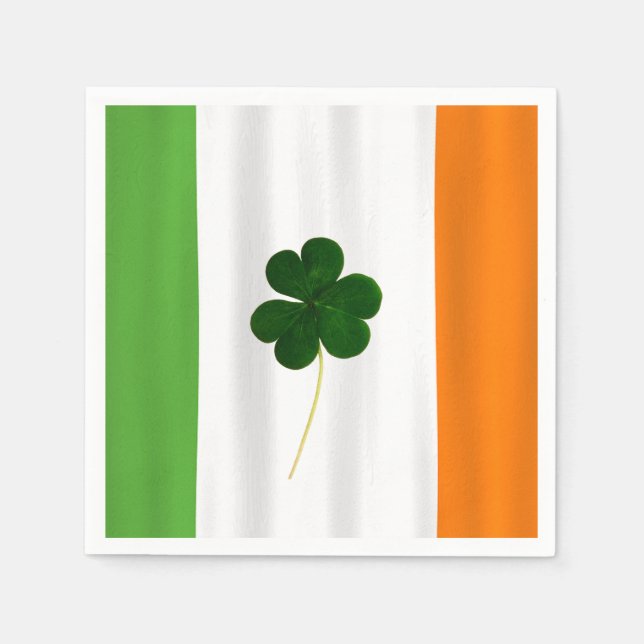 Happy St. Patrick's Day Irish Flag Shamrock Paddy Napkin (Front)
