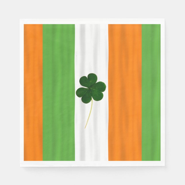 Happy St. Patrick's Day Irish Flag Shamrock Paddy Napkin (Front)