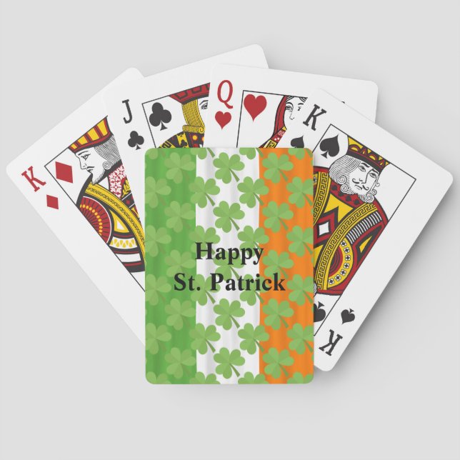 Happy St. Patrick's Day Irish Flag Shamrock Paddy Playing Cards (Back)