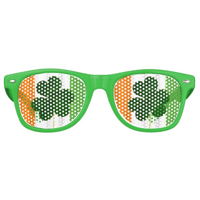 Happy St. Patrick's Day Irish Flag Shamrock Paddy Retro Sunglasses (Front)