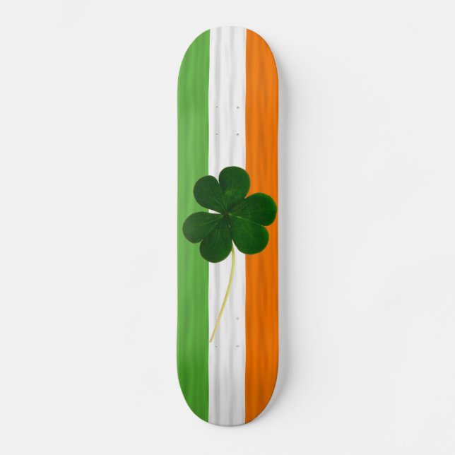 Happy St. Patrick's Day Irish Flag Shamrock Paddy Skateboard (Front)