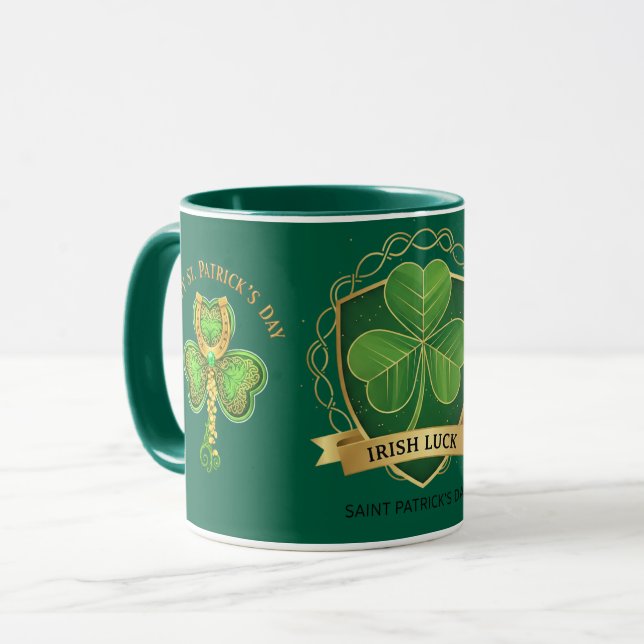 Happy St Patrick's Day Irish Luck Shamrock Mug (Front Left)