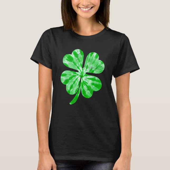 Happy St Patrick's Day Irish Lucky Shamrock Tie Dy T-Shirt (Front)