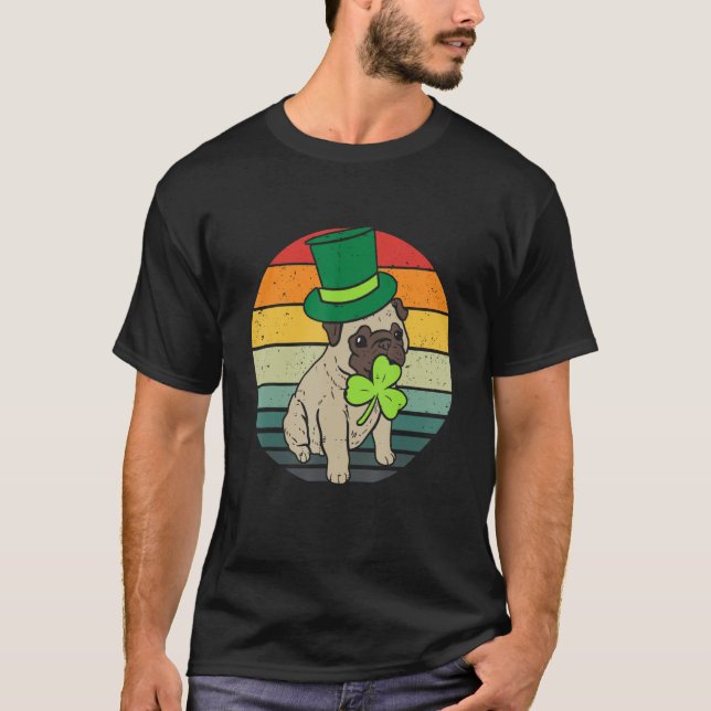 Happy St Patricks Day Irish Pug Dog Cute Saint Pad T-Shirt (Front)