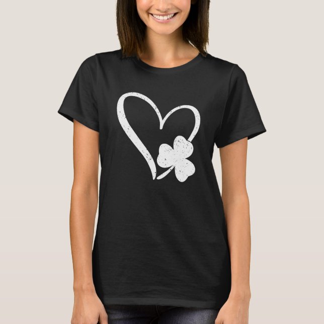 Happy St Patrick's Day Irish Shamrock Heart T-Shirt (Front)