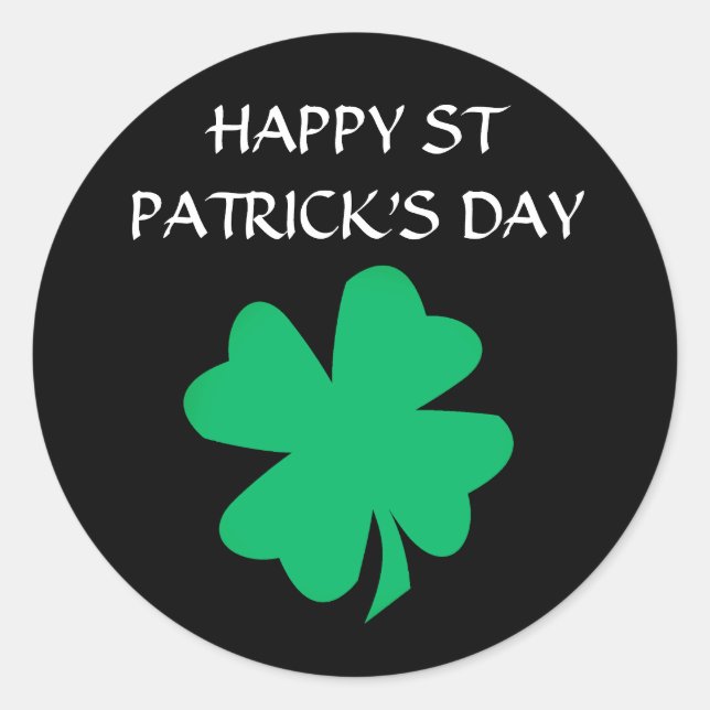 Happy St Patrick's Day Irish Shamrock Leaf 2024 Classic Round Sticker (Front)