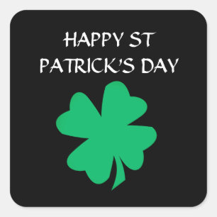 Happy St Patrick's Day Irish Shamrock Leaf 2024 Square Sticker