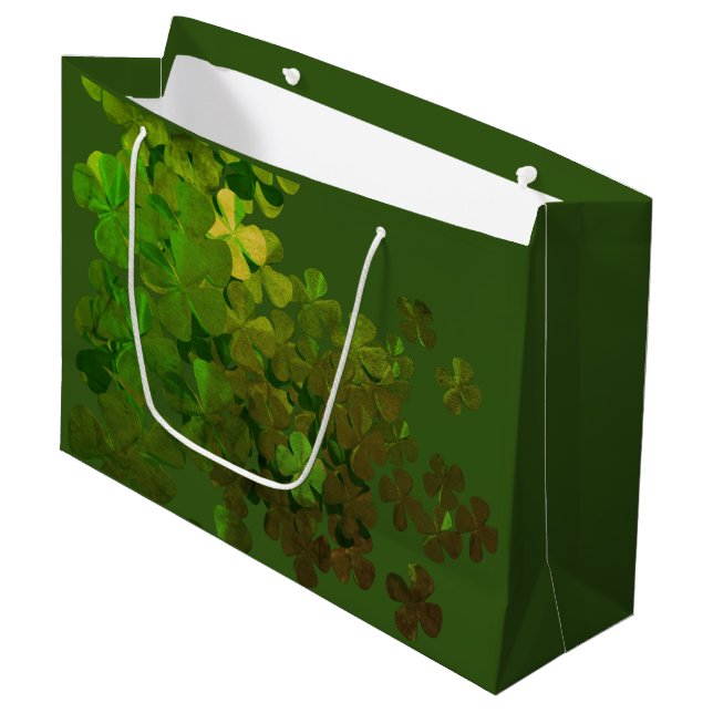 Happy St.Patrick's Day,irish shamrocks Large Gift Bag (Front Angled)