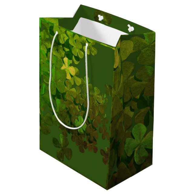Happy St.Patrick's Day,irish shamrocks Medium Gift Bag (Back Angled)