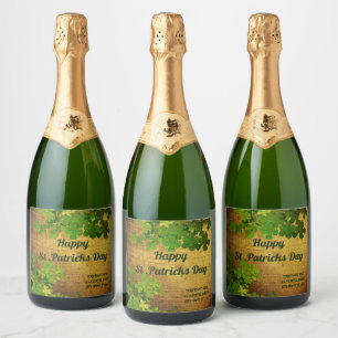 Happy St Patrick's Day,irish shamrocks Sparkling Wine Label