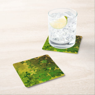 Happy St.Patrick's Day,irish shamrocks Square Paper Coaster