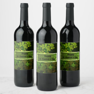 Happy St.Patrick's Day,irish shamrocks Wine Label