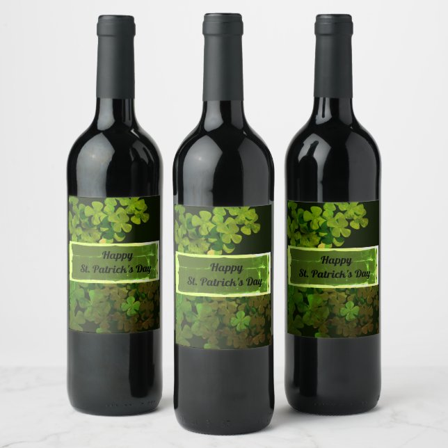 Happy St.Patrick's Day,irish shamrocks Wine Label (Bottles)